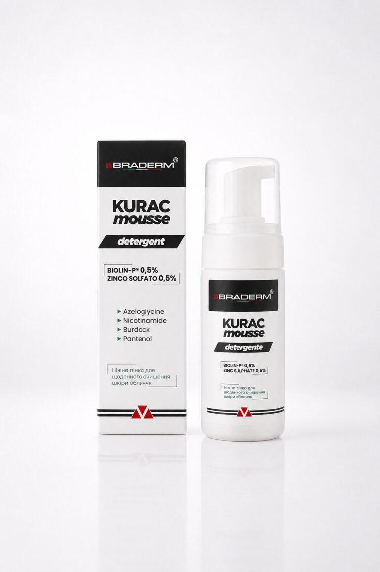Braderm Ніжна пінка для вмивання з пребіотиками Kurac Mousse, 100 ml-dermideal